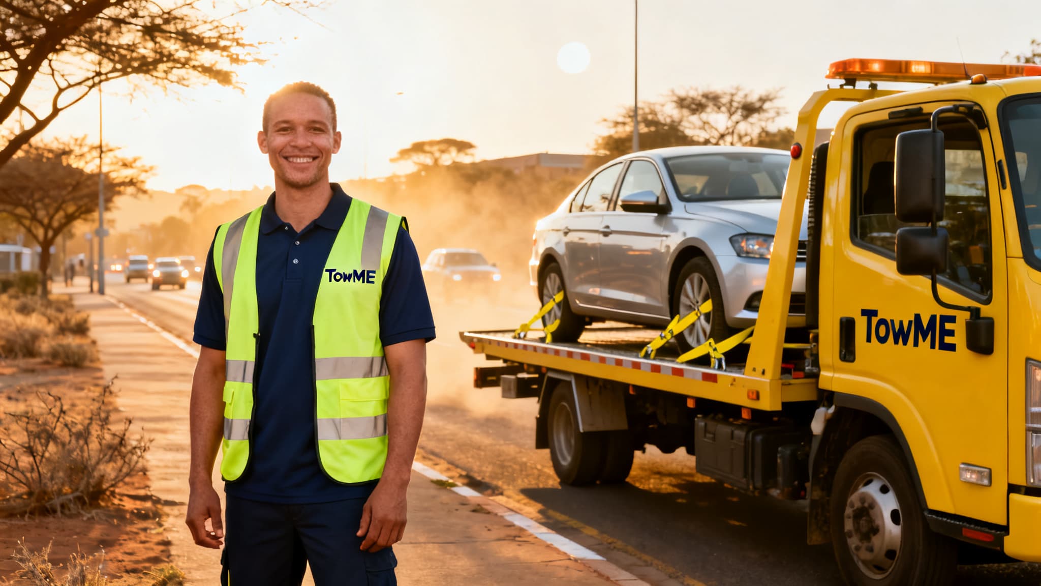 TowME tow truck on roadside assistance call